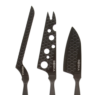 Cheese Knife Set Monaco+ Black with Leather Case